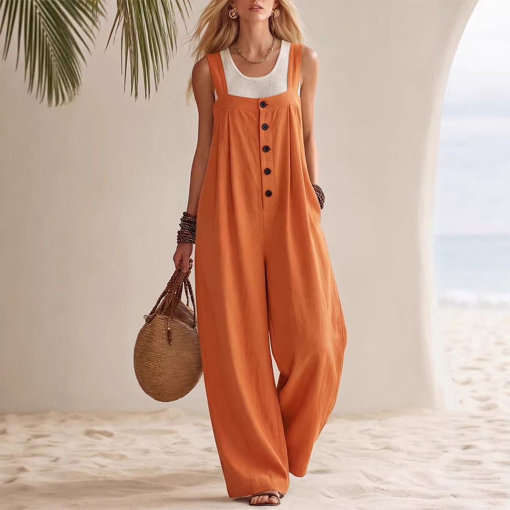 Bohemian Button Suspender Jumpsuit