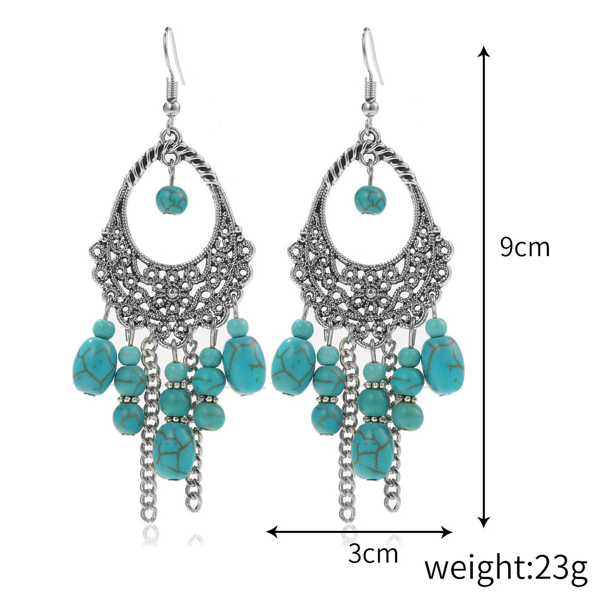European And American Turquoise Earrings, Bohemian Vintage Style