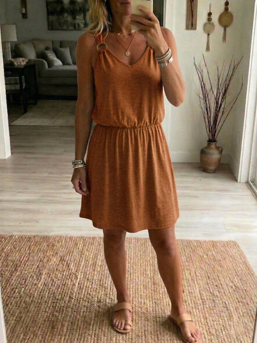 Women's Casual Slip Dress – Sleeveless V-Neck