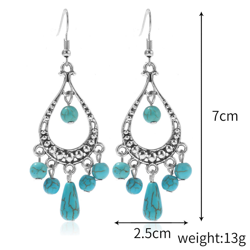 European And American Turquoise Earrings, Bohemian Vintage Style