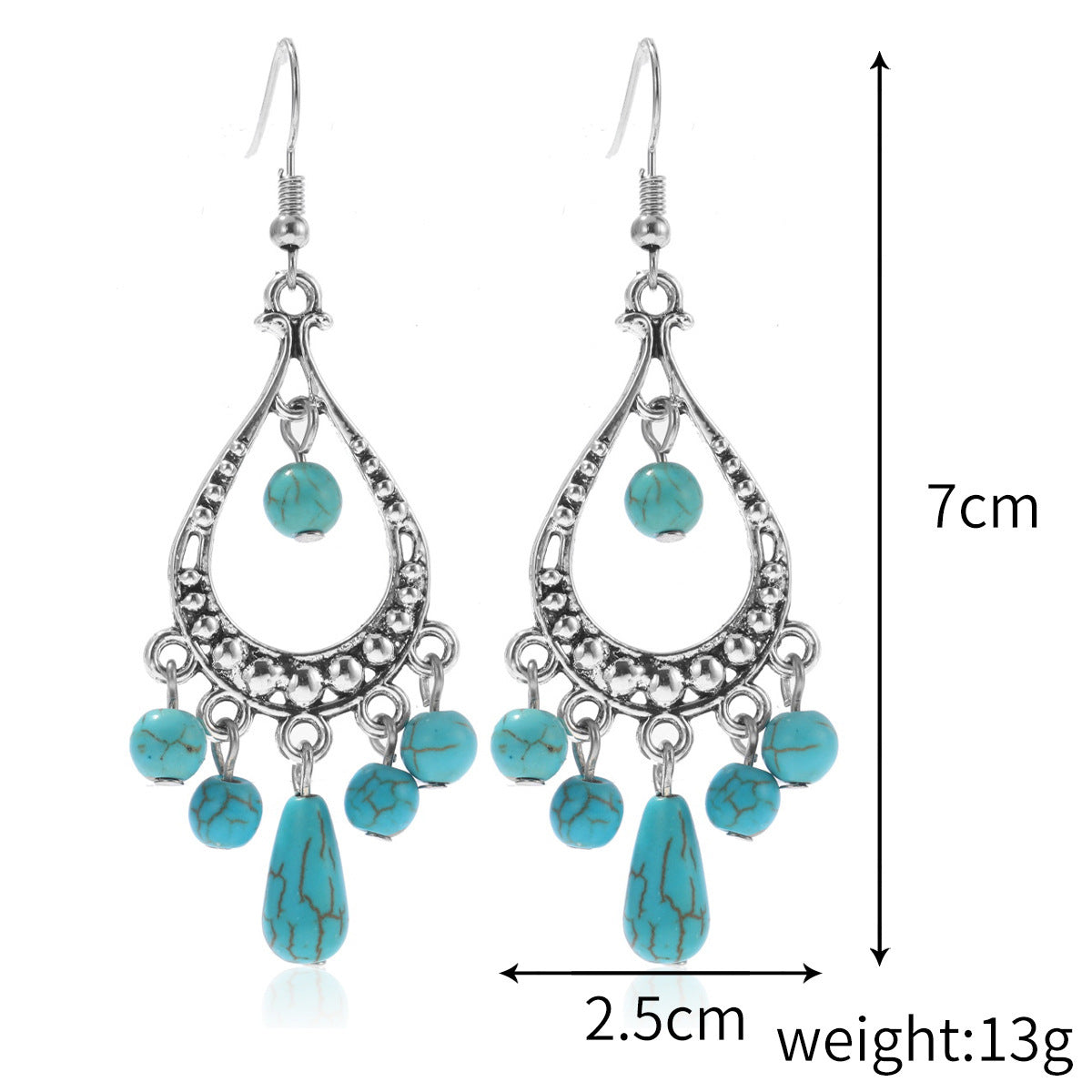 European And American Turquoise Earrings, Bohemian Vintage Style
