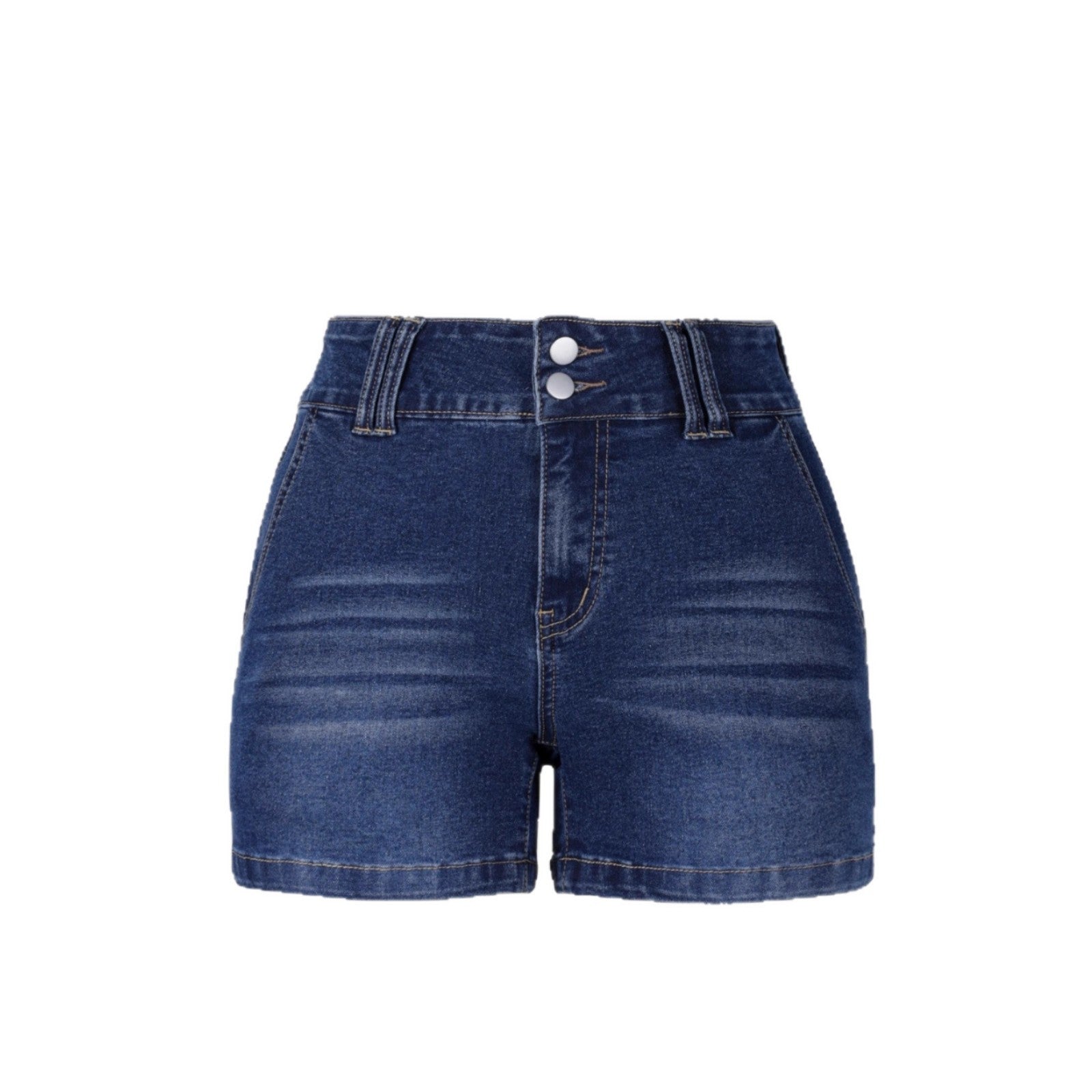 Womens Retro Deep-Blue Low-Waist Denim Shorts In American Style