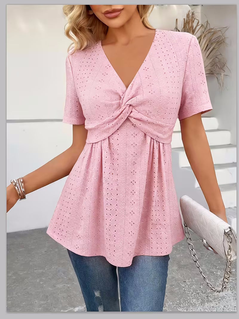 Women's Solid Color Simple Loose Round Neck Short Sleeve