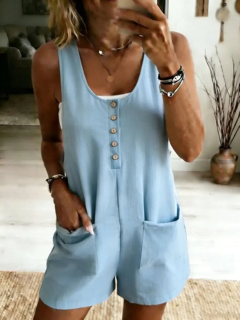 High-Waist Button-Front Jumpsuit