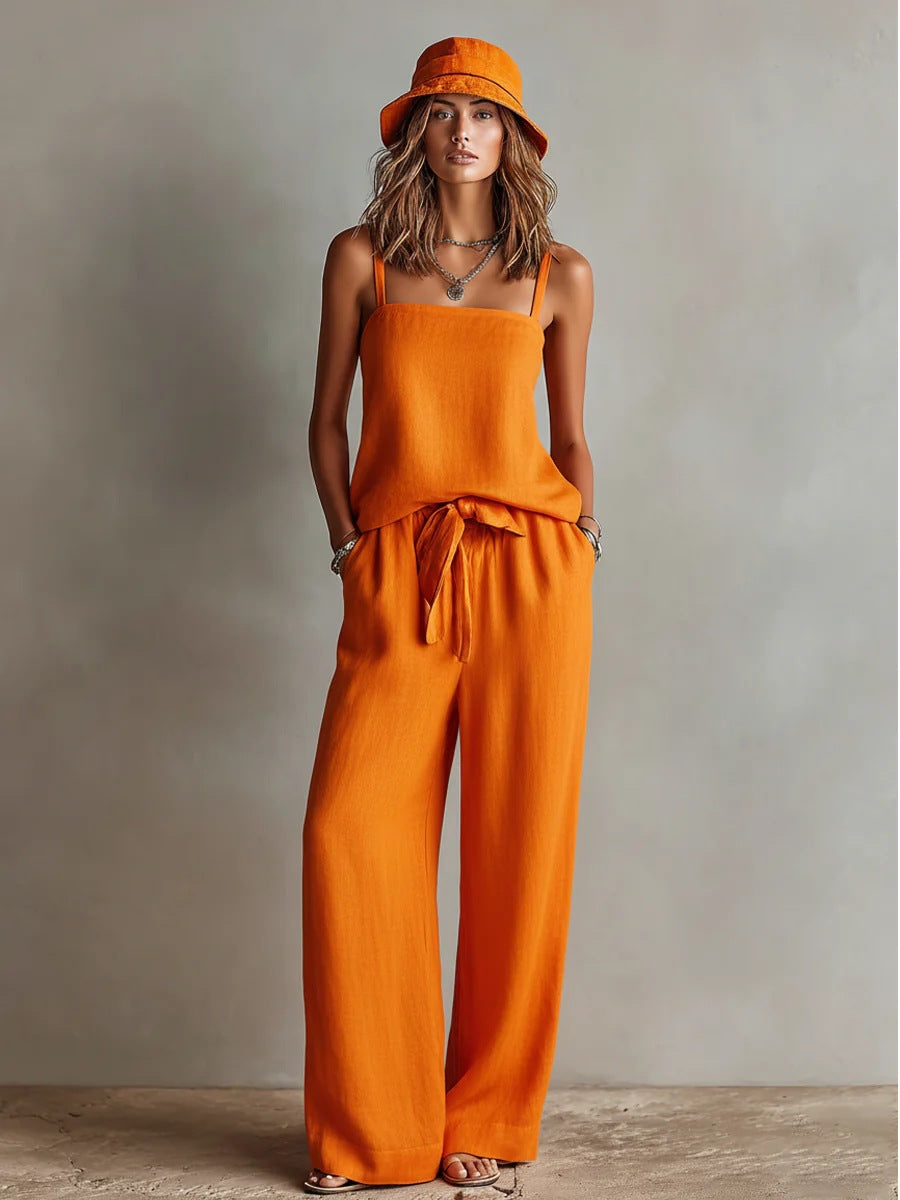 Women's Suspender Wide-Leg Pants Two-Piece Set – Casual Style