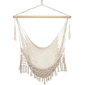 Outdoor Fringed Cotton Mesh Hammock With Netting Suspension