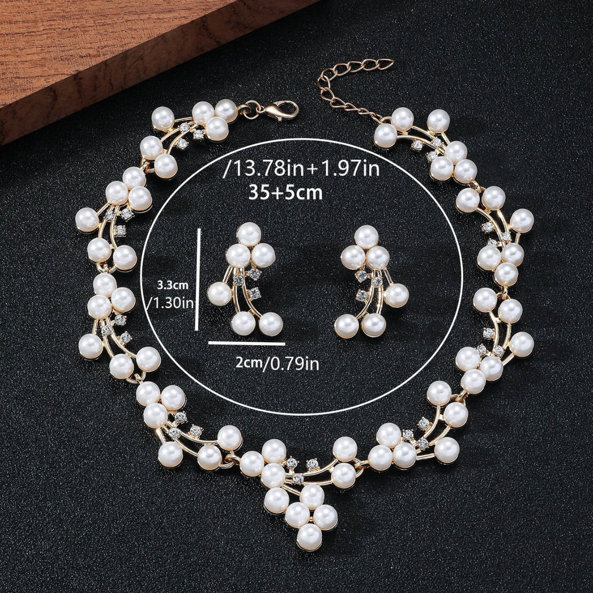 Pearl & Rhinestone Earring and Necklace Set