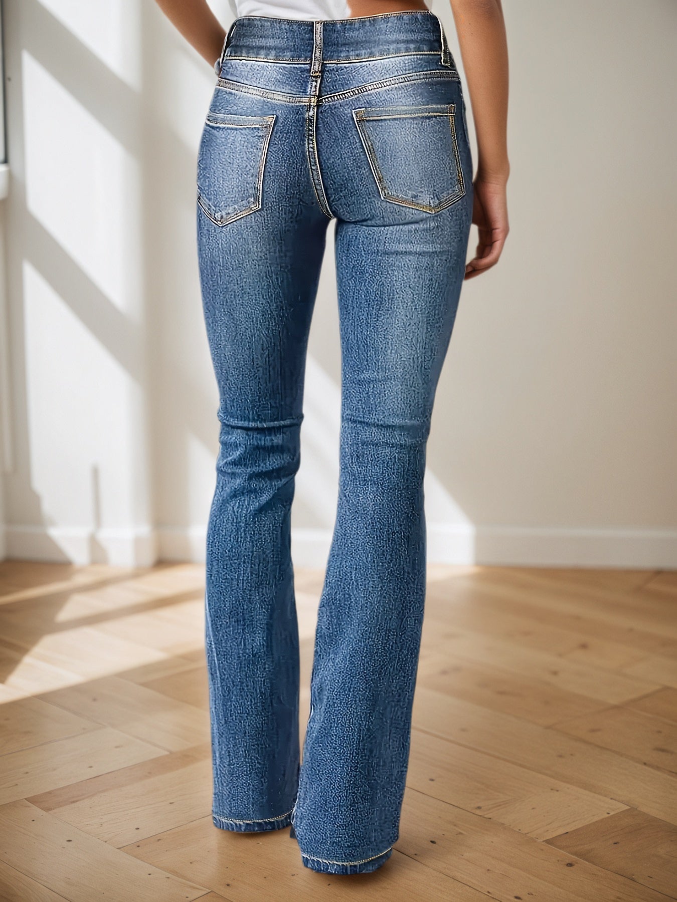 New Women's Denim Jeans, High-Waisted, Slight Flare