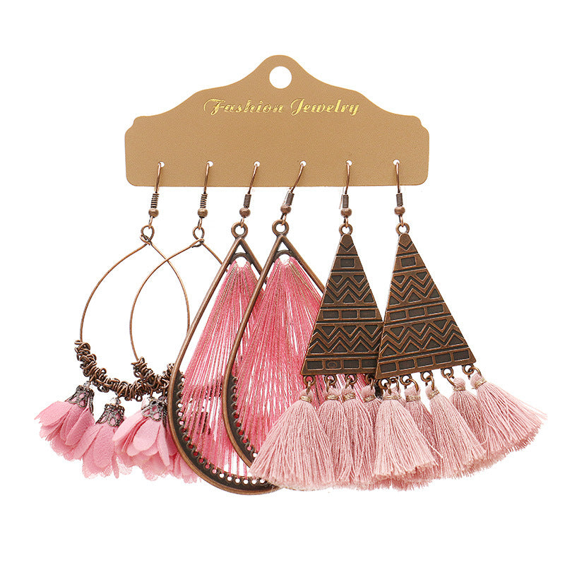 New Accessories Boho Fringe Flower Drop Earrings