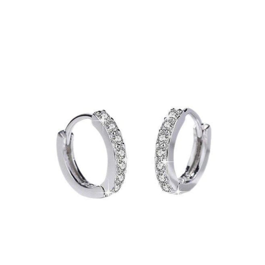 925 Sterling Silver Diamond-Studded Trendy Earrings Simple And Stylish For Students