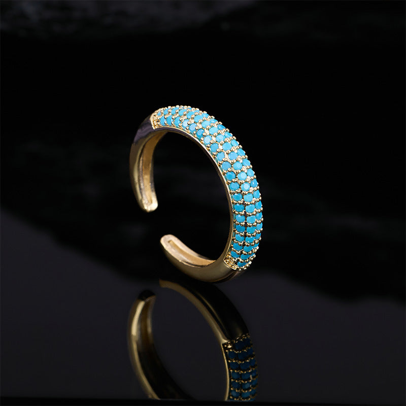 Light-luxury Geometric Turquoise Blue Jewelry Set Earrings Necklace And Ring