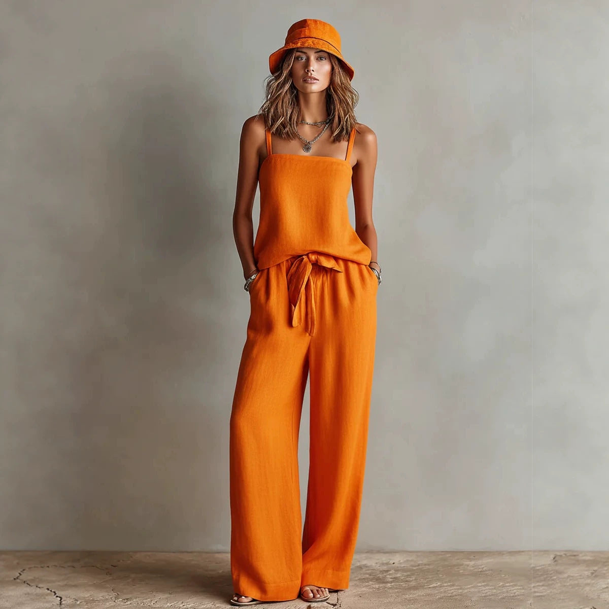 Women's Suspender Wide-Leg Pants Two-Piece Set – Casual Style