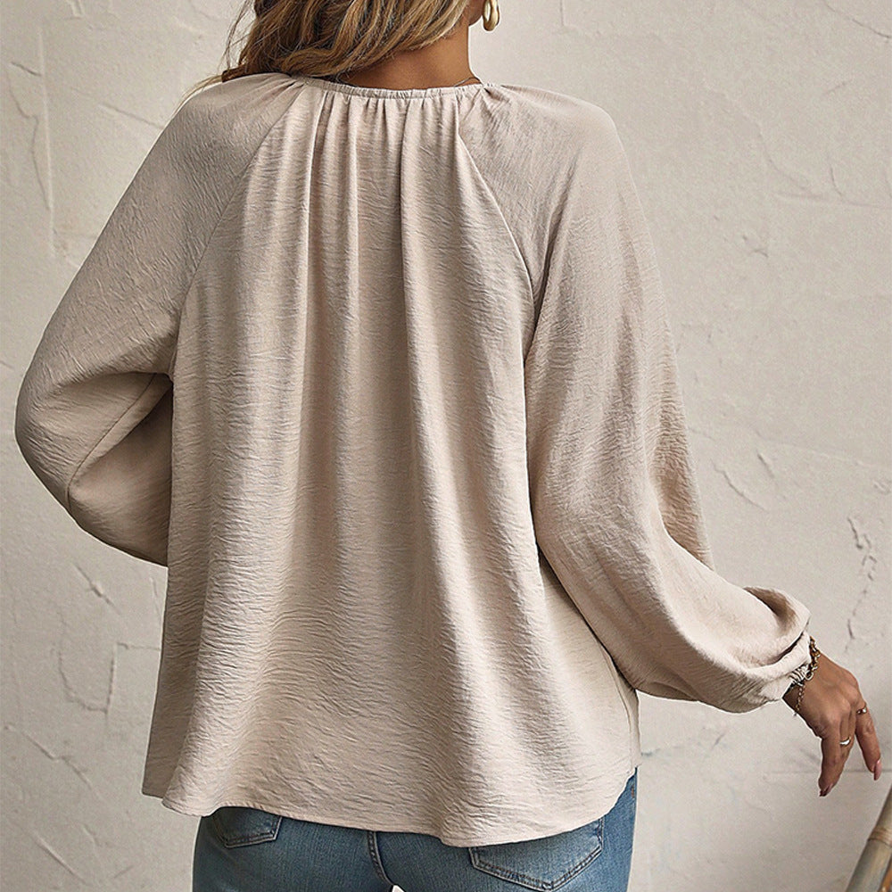 Women's Loose-Fit Long Sleeve Blouse – Casual & Comfortable