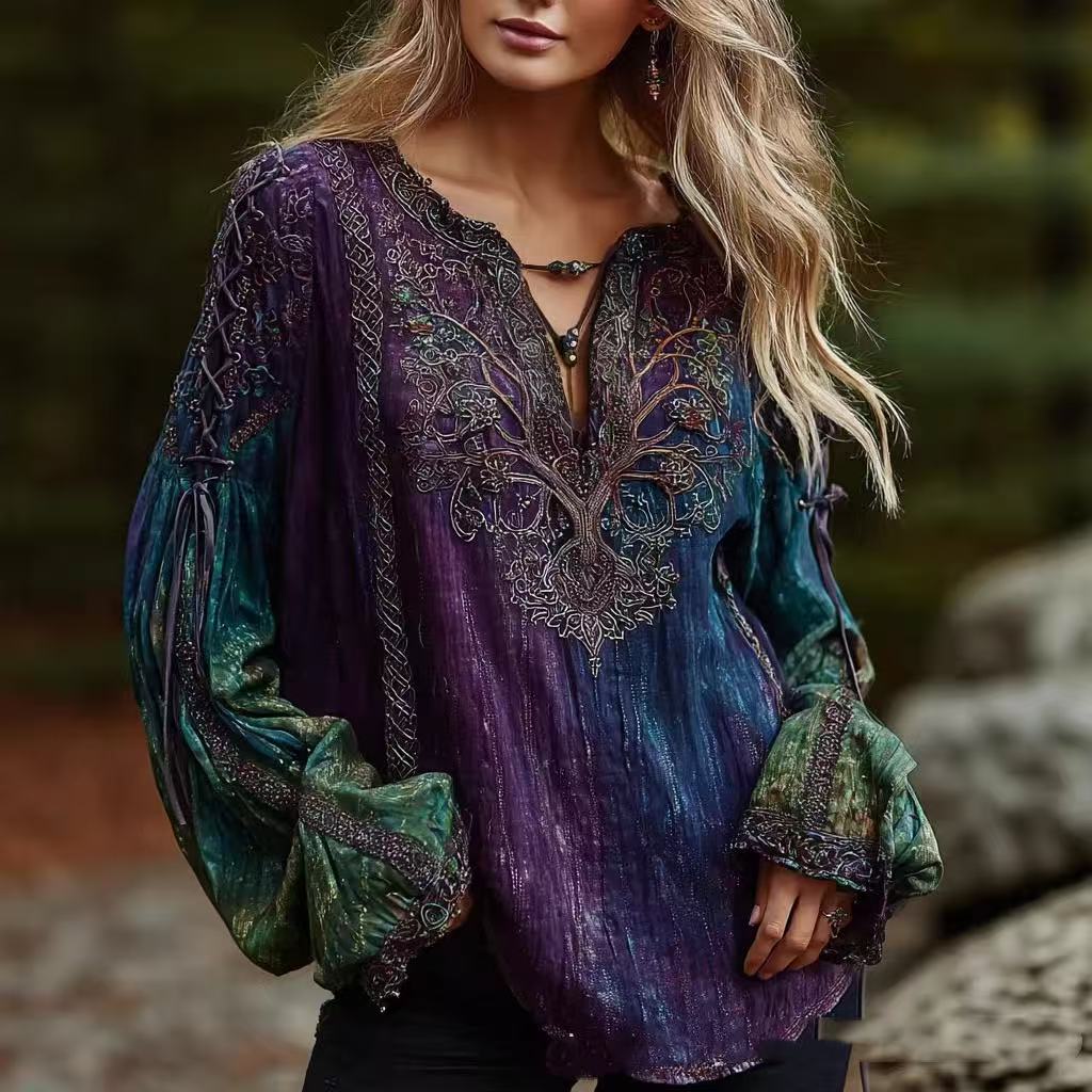 Womens Fashionable Loose-fit Printed Casual Shirt