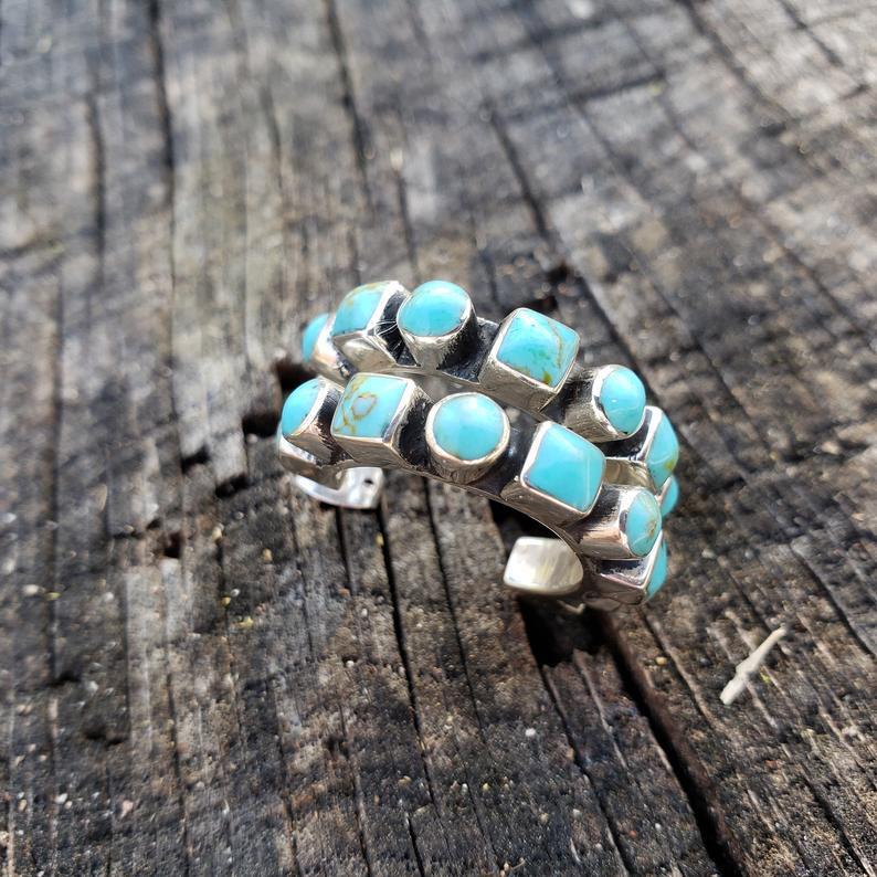 European And American Bohemian Inlaid Turquoise Earrings