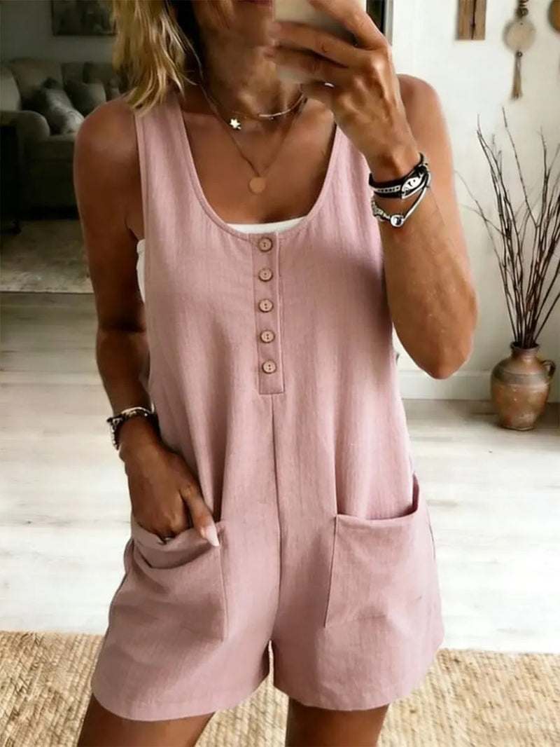 High-Waist Button-Front Jumpsuit