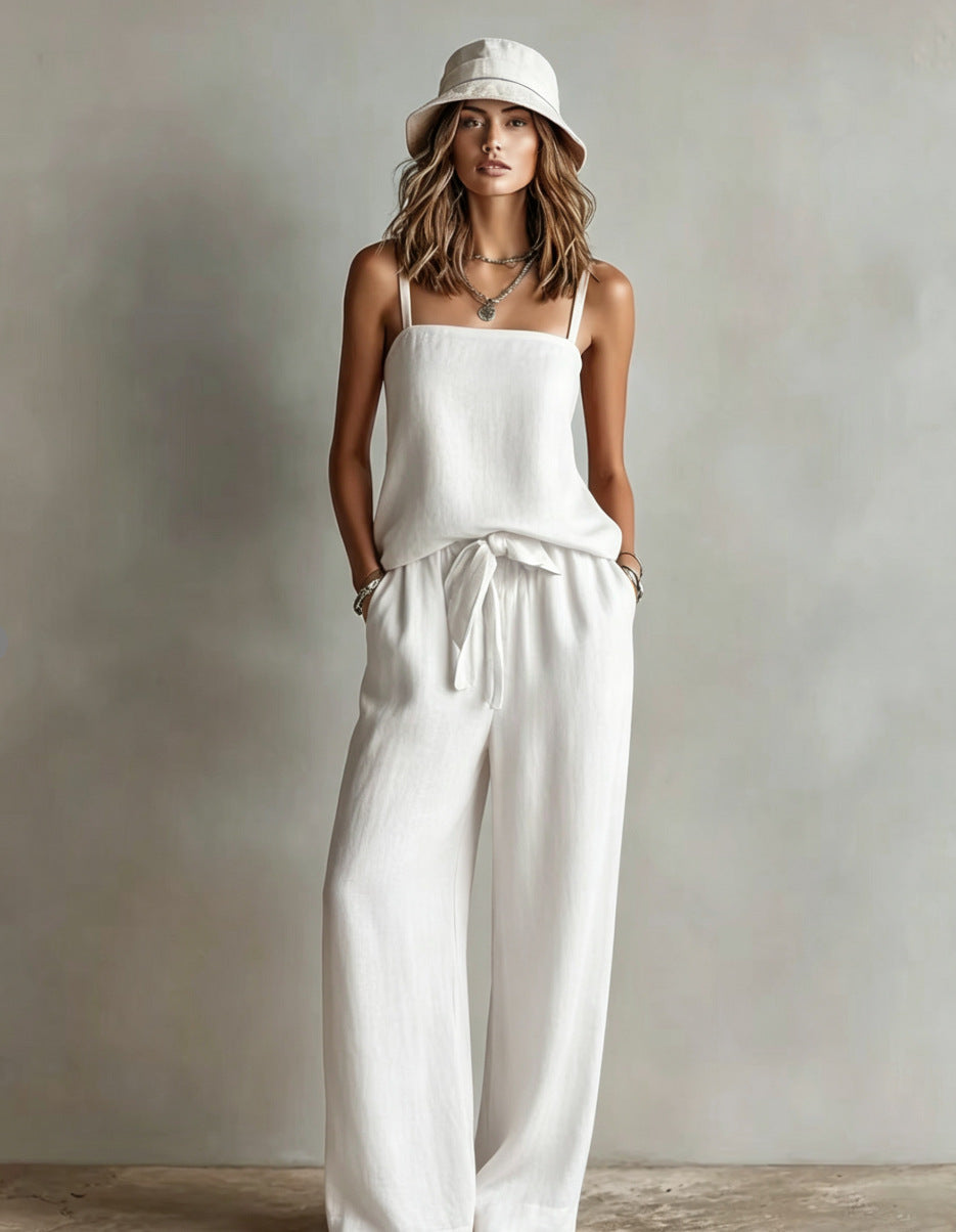Women's Suspender Wide-Leg Pants Two-Piece Set – Casual Style