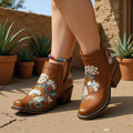Fashionable And Versatile New Womens Embroidered Ankle Boots