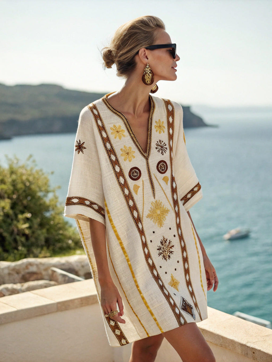 Beach Vacation Beach Dress Printed Loose Midi Dress