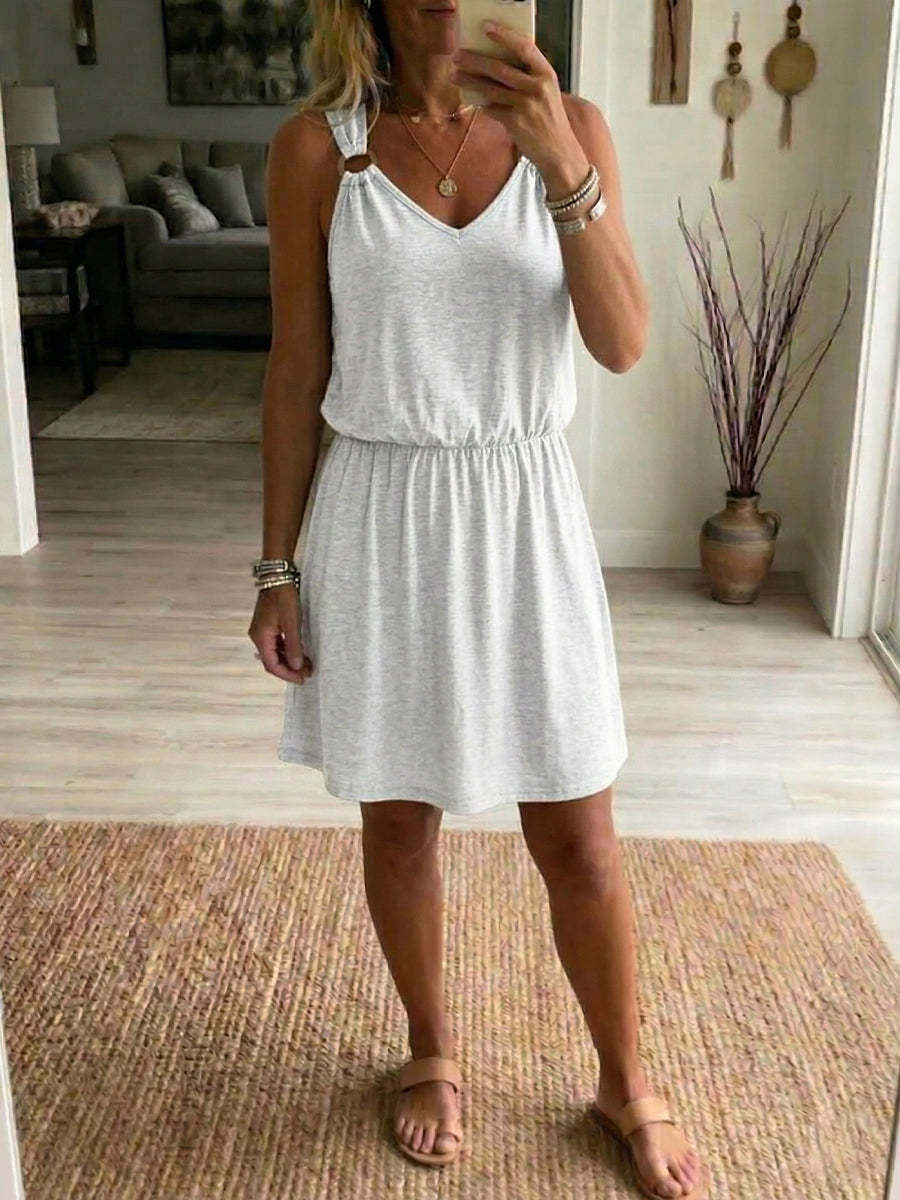 Women's Casual Slip Dress – Sleeveless V-Neck