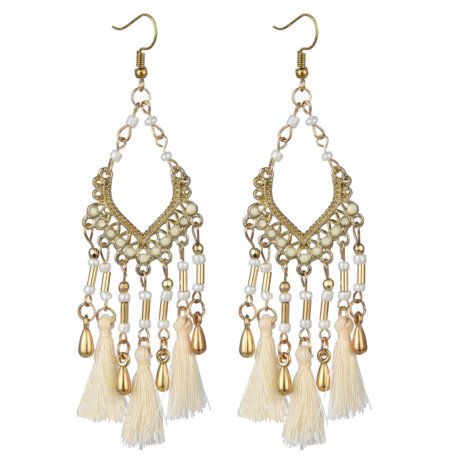 Bohemian Hollow Drop Oil Bead Long Earrings