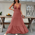 Women's Deep V-Neck Maxi Dress – Vacation Style