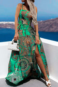 Women's Bohemian Spaghetti Strap Dress – Flowy Boho Style