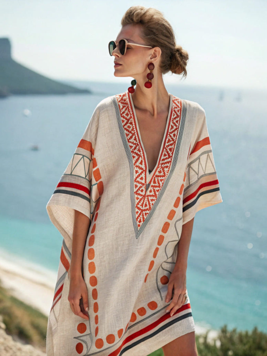 Beach Vacation Beach Dress Printed Loose Midi Dress